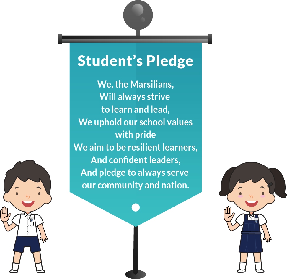 Student's pledge with smaller mascots